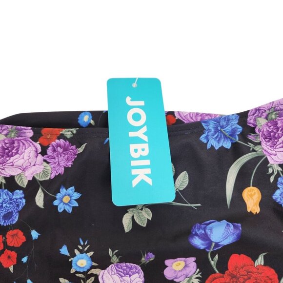 High-Waisted Floral Print Bikini Bottoms By Joybik Size M Black Red Purple - Picture 4 of 4